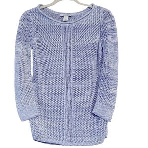 White House Black Market Open Knit Blue & White Comfy Cozy Sweater Size XS